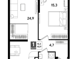 Продается 1-комнатная квартира ЖК ДОГМА ПАРК, литера 18, 48.9  м&sup2;, 8973150 рублей