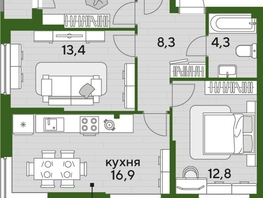 Продается 3-комнатная квартира ЖК ДОГМА ПАРК, литера 18, 70.6  м&sup2;, 11084200 рублей