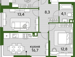 Продается 3-комнатная квартира ЖК ДОГМА ПАРК, литера 18, 70  м&sup2;, 11207000 рублей