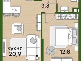 Продается 1-комнатная квартира ЖК ДОГМА ПАРК, литера 18, 41.6  м&sup2;, 7904000 рублей