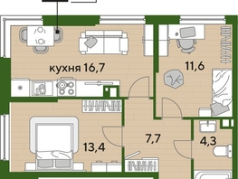 Продается 2-комнатная квартира ЖК ДОГМА ПАРК, литера 18, 53.7  м&sup2;, 9612300 рублей