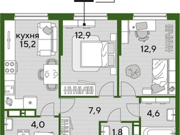 Продается 2-комнатная квартира ЖК ДОГМА ПАРК, литера 18, 59.3  м&sup2;, 10306340 рублей