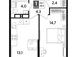 Продается 1-комнатная квартира ЖК ДОГМА ПАРК, литера 18, 38.5  м&sup2;, 8000300 рублей