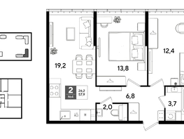 Продается 2-комнатная квартира ЖК ДОГМА ПАРК, литера 21, 57.9  м&sup2;, 10752030 рублей