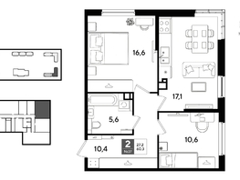 Продается 2-комнатная квартира ЖК ДОГМА ПАРК, литера 21, 60.3  м&sup2;, 10787670 рублей