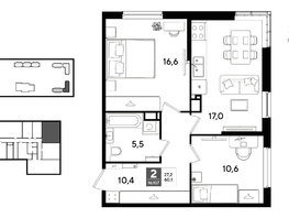 Продается 2-комнатная квартира ЖК ДОГМА ПАРК, литера 21, 60.1  м&sup2;, 10824010 рублей