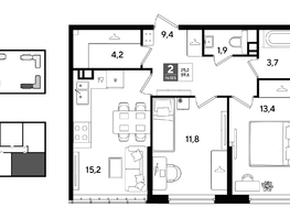 Продается 2-комнатная квартира ЖК ДОГМА ПАРК, литера 21, 59.6  м&sup2;, 10924680 рублей