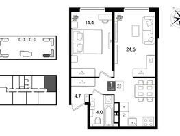 Продается 1-комнатная квартира ЖК ДОГМА ПАРК, литера 21, 47.7  м&sup2;, 9091620 рублей