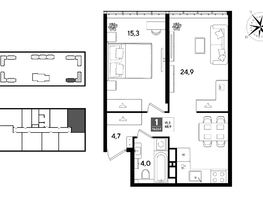 Продается 1-комнатная квартира ЖК ДОГМА ПАРК, литера 21, 48.9  м&sup2;, 9427920 рублей