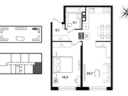 Продается 1-комнатная квартира ЖК ДОГМА ПАРК, литера 22, 47.9  м&sup2;, 8875870 рублей