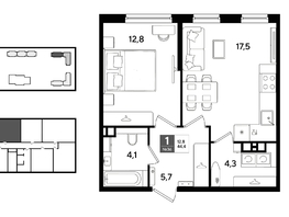 Продается 1-комнатная квартира ЖК ДОГМА ПАРК, литера 22, 44.4  м&sup2;, 8325000 рублей