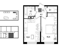 Продается 1-комнатная квартира ЖК ДОГМА ПАРК, литера 22, 39.5  м&sup2;, 7540550 рублей