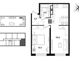 Продается 1-комнатная квартира ЖК ДОГМА ПАРК, литера 22, 47.7  м&sup2;, 8905590 рублей