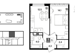 Продается 1-комнатная квартира ЖК ДОГМА ПАРК, литера 22, 37.3  м&sup2;, 7243660 рублей