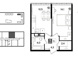 Продается 1-комнатная квартира ЖК ДОГМА ПАРК, литера 22, 37.3  м&sup2;, 7333180 рублей