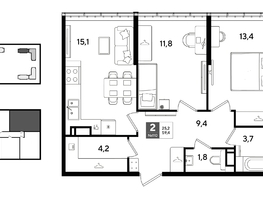 Продается 2-комнатная квартира ЖК ДОГМА ПАРК, литера 22, 59.4  м&sup2;, 10680120 рублей