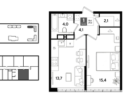 Продается 1-комнатная квартира ЖК ДОГМА ПАРК, литера 22, 39.3  м&sup2;, 7612410 рублей