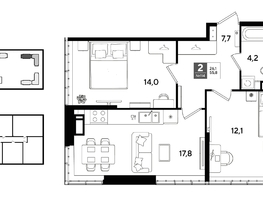 Продается 2-комнатная квартира ЖК ДОГМА ПАРК, литера 22, 55.8  м&sup2;, 10306260 рублей