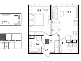 Продается 1-комнатная квартира ЖК ДОГМА ПАРК, литера 22, 45.5  м&sup2;, 8685950 рублей
