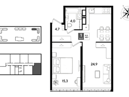 Продается 1-комнатная квартира ЖК ДОГМА ПАРК, литера 22, 48.9  м&sup2;, 9261660 рублей