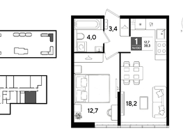 Продается 1-комнатная квартира ЖК ДОГМА ПАРК, литера 22, 38.3  м&sup2;, 7495310 рублей