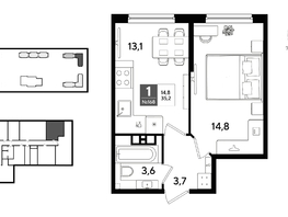 Продается 1-комнатная квартира ЖК ДОГМА ПАРК, литера 22, 35.2  м&sup2;, 7289920 рублей