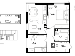 Продается 2-комнатная квартира ЖК ДОГМА ПАРК, литера 22, 60.4  м&sup2;, 10594160 рублей