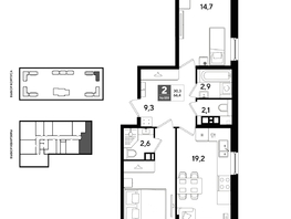 Продается 2-комнатная квартира ЖК ДОГМА ПАРК, литера 22, 66.4  м&sup2;, 11487200 рублей