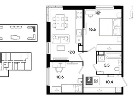 Продается 2-комнатная квартира ЖК ДОГМА ПАРК, литера 22, 60.1  м&sup2;, 10577600 рублей