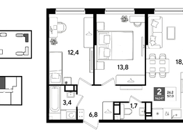 Продается 2-комнатная квартира ЖК ДОГМА ПАРК, литера 22, 57  м&sup2;, 10482300 рублей