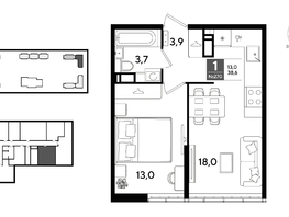 Продается 1-комнатная квартира ЖК ДОГМА ПАРК, литера 22, 38.6  м&sup2;, 7731580 рублей