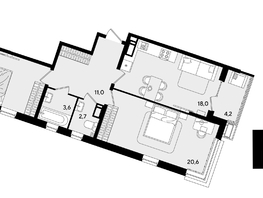Продается 2-комнатная квартира ЖК Парк Победы 2, литера 21, 75.1  м&sup2;, 11910860 рублей