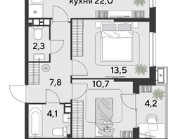 Продается 2-комнатная квартира ЖК Парк Победы 2, литера 21, 64.9  м&sup2;, 11325050 рублей
