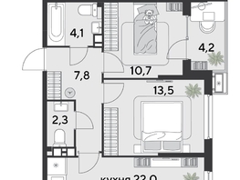Продается 2-комнатная квартира ЖК Парк Победы 2, литера 21, 64.9  м&sup2;, 11266640 рублей