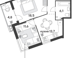 Продается 2-комнатная квартира ЖК Парк Победы 2, литера 28, 63.7  м&sup2;, 10739820 рублей