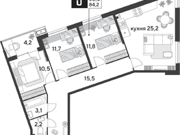 Продается 3-комнатная квартира ЖК Парк Победы 2, литера 28, 84.2  м&sup2;, 13008900 рублей