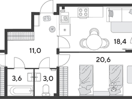 Продается 2-комнатная квартира ЖК Парк Победы 2, литера 28, 75.6  м&sup2;, 11755800 рублей