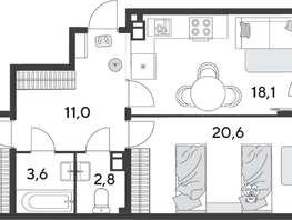 Продается 2-комнатная квартира ЖК Парк Победы 2, литера 28, 75.1  м&sup2;, 11798210 рублей