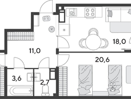 Продается 2-комнатная квартира ЖК Парк Победы 2, литера 28, 74.9  м&sup2;, 11841690 рублей