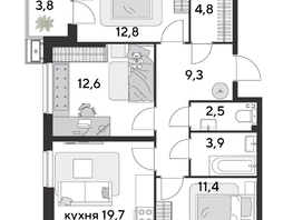 Продается 3-комнатная квартира ЖК Парк Победы 2, литера 28, 86  м&sup2;, 13717000 рублей