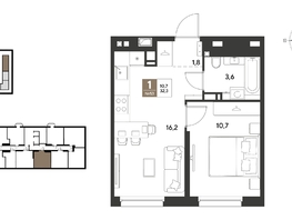 Продается 1-комнатная квартира ЖК ГРЕЙД, литер 13, 32.3  м&sup2;, 6611810 рублей