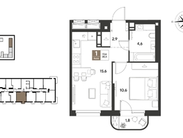 Продается 1-комнатная квартира ЖК ГРЕЙД, литер 13, 35.5  м&sup2;, 7288150 рублей