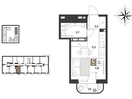 Продается Студия ЖК ГРЕЙД, литер 13, 22.5  м&sup2;, 5076000 рублей