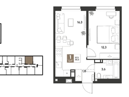 Продается 1-комнатная квартира ЖК ГРЕЙД, литер 13, 34  м&sup2;, 6800000 рублей