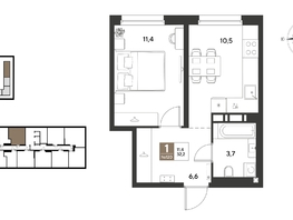 Продается 1-комнатная квартира ЖК ГРЕЙД, литер 13, 32.2  м&sup2;, 6694380 рублей