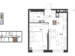 Продается 1-комнатная квартира ЖК ГРЕЙД, литер 13, 33.2  м&sup2;, 6855800 рублей