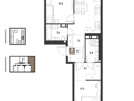 Продается 2-комнатная квартира ЖК ГРЕЙД, литер 13, 57  м&sup2;, 10721700 рублей