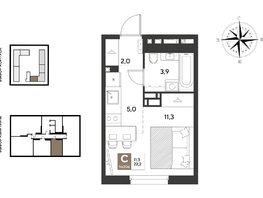 Продается Студия ЖК ГРЕЙД, литер 13, 22.2  м&sup2;, 4999440 рублей