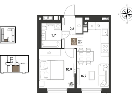 Продается 1-комнатная квартира ЖК ГРЕЙД, литер 14, 33.9  м&sup2;, 6952890 рублей