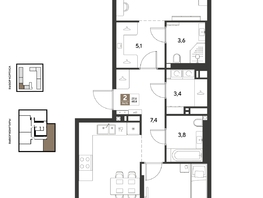 Продается 2-комнатная квартира ЖК ГРЕЙД, литер 14, 68.6  м&sup2;, 12231380 рублей